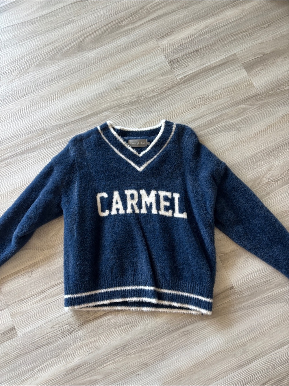 Carmel Navy Crewneck Sweater with Contrast Trim